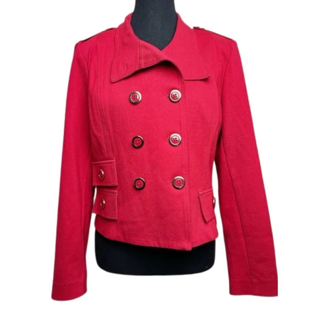 Frank Lyman Womens Size 6 Double Button Red Cropped Blazer